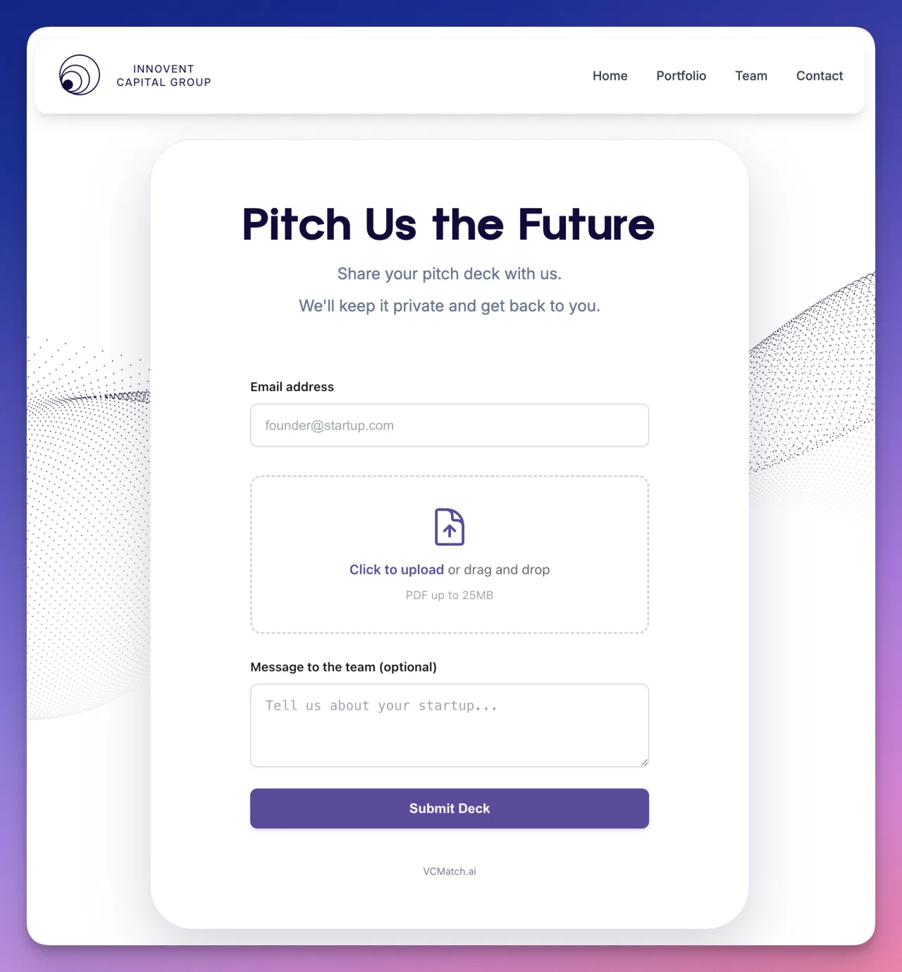 Sample of the VCMatch embed widget before publishing on your site